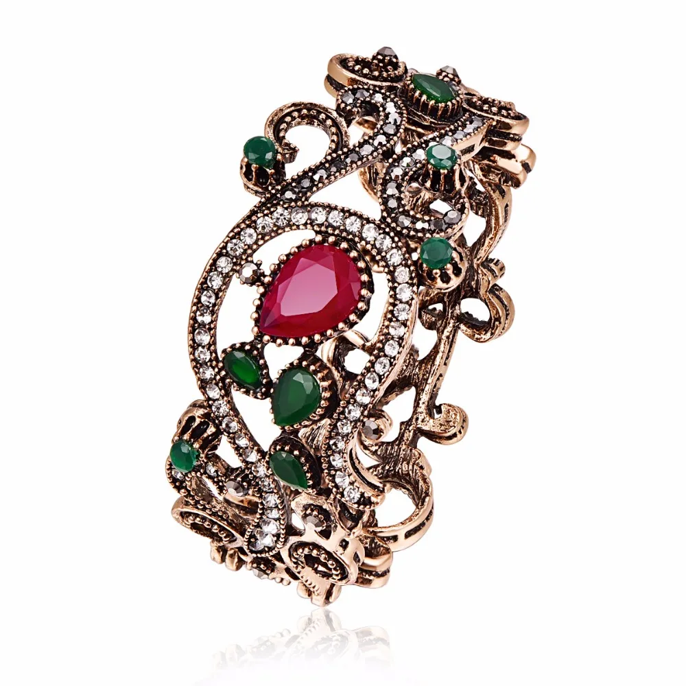 Женский винтажный браслет полностью покрытый стразами в этническом стиле под