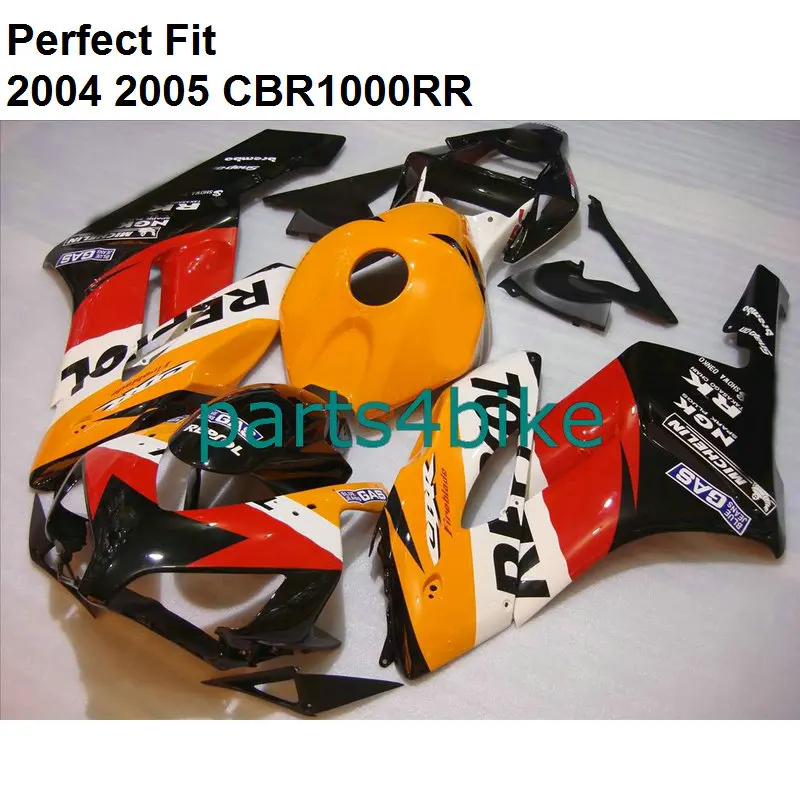 Высокое качество ABS обтекатель для CBR 1000RR 2004 2005 оранжевые черные обтекатели