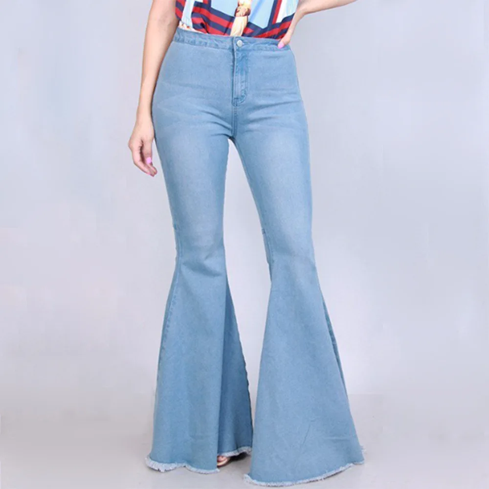 2018 новые модные джинсы с высокой талией женские широкие брюки вечерние