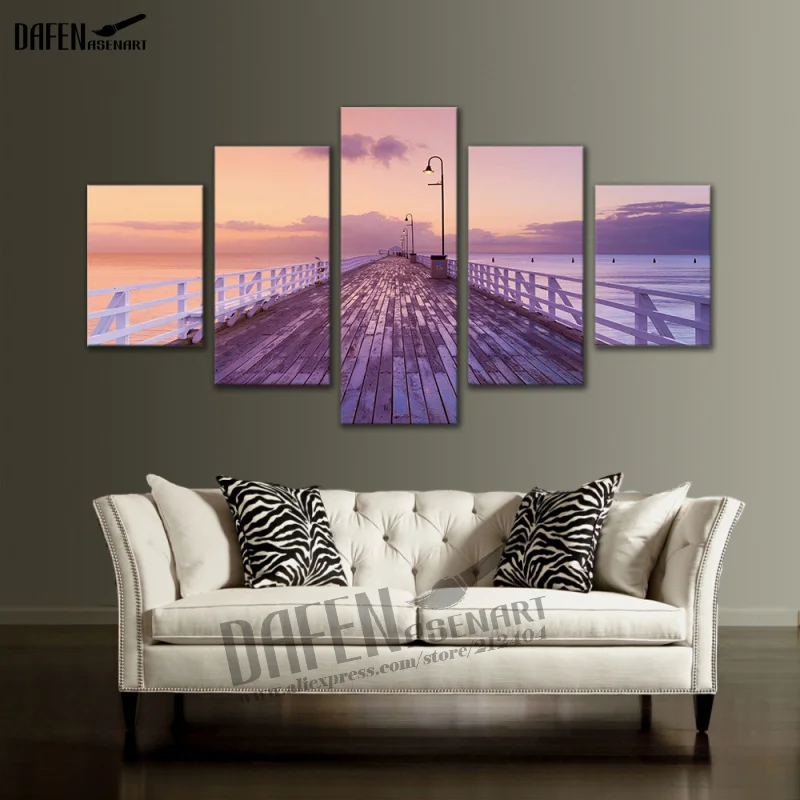 5 шт. стены в искусстве дерево мост пейзажи Печать на холсте Картина Home Decor Картины