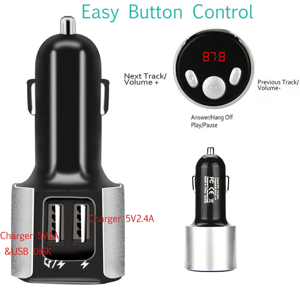 Автомобильный Bluetooth fm передатчик два usb порта автомобильное зарядное устройство