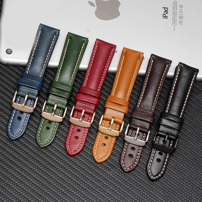 

Genuine leather watchband 18mm 20mm 22mm for Huawei watch GT/2pro Samsung gear s3 watch strap bracelet