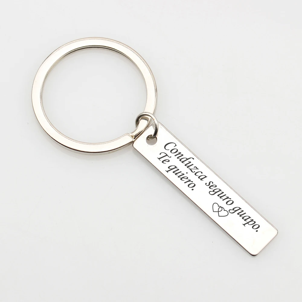 Engraved Spanish language Drive safe Handsome I love you key Chains Couples lover's Parents Tag Driver Keys Holder driver | Украшения и