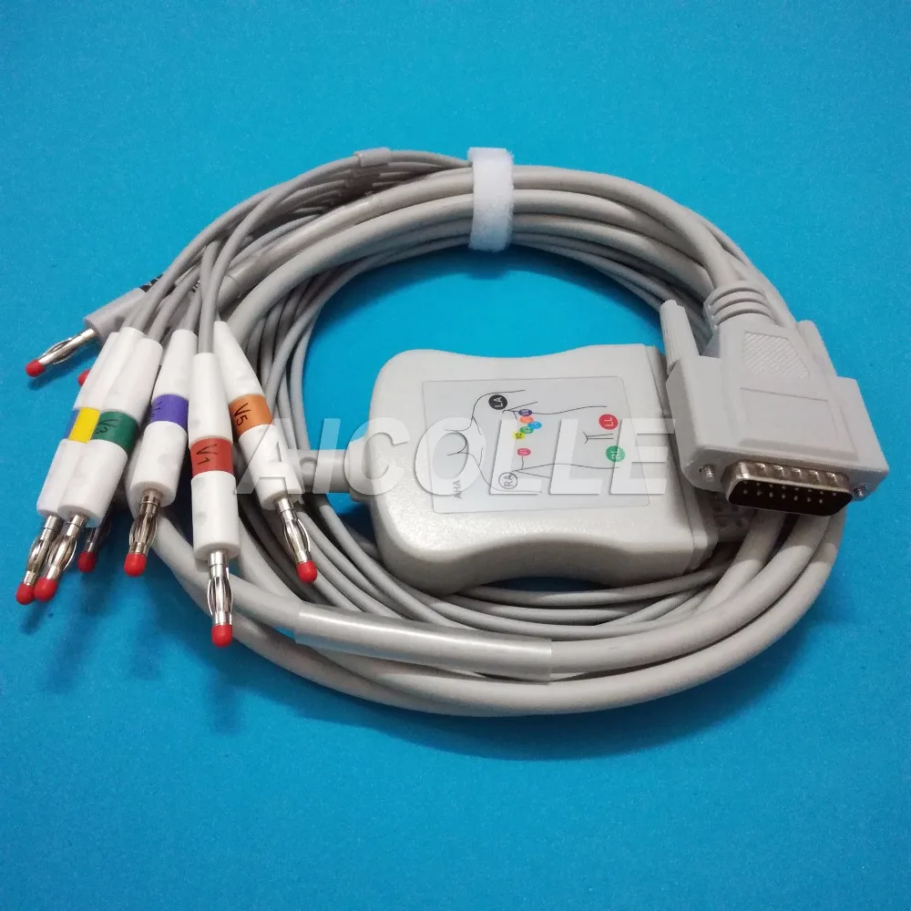 Biocare ECG-101/101G/300/300G/1200/9803 Bionet cardiocare 2000,10K ЭКГ кабеля 10 ЭКГ кабеля типа "банан" 4,0 на терминал