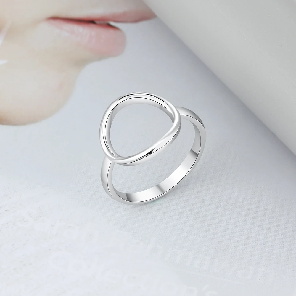 

925 стерлингового серебра палец кольцо минималистский Открытый круг, кольца для женщин, с закругленным носом для обручальное кольцо, хорошее...