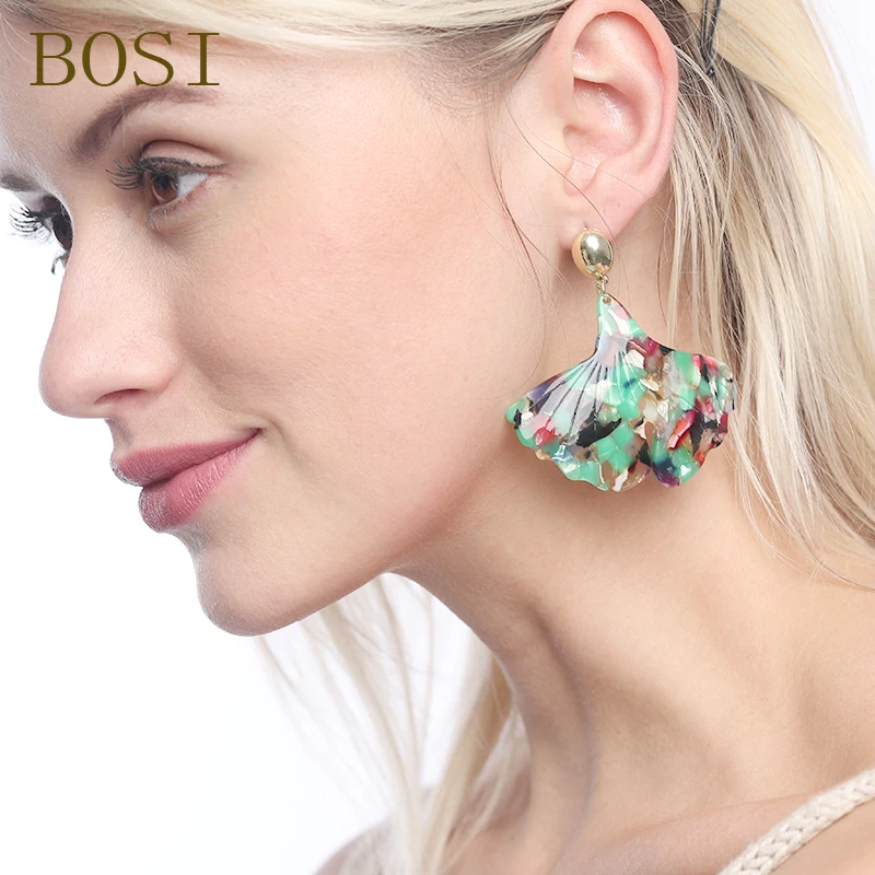 Серьги акриловые Boho большой круг Мода для женщин геометрические Висячие красочные серьги из сплава ацетат эффектное