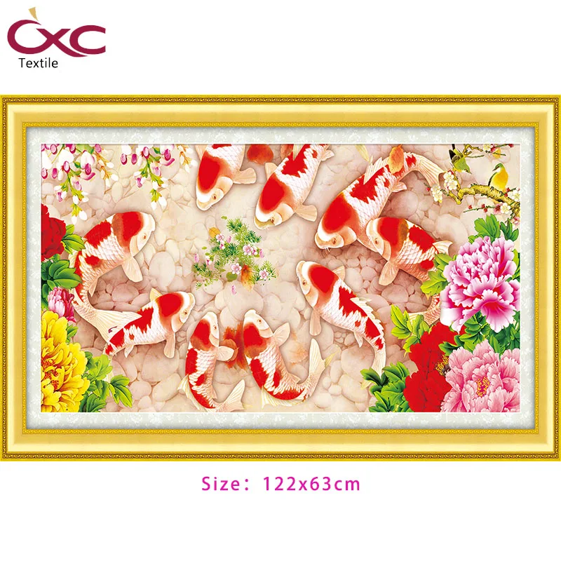 Diy 5d алмаз живопись пейзаж Девять рыба График домашнее украшение Картина