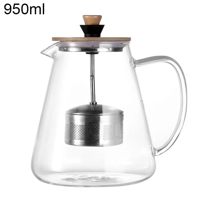 950ml 950/1500 мл термостойкие Стеклянные Чайники с фильтром из нержавеющей стали чайник большой емкости прозрачные цветочные чайники кофейник - Цвет: 950ml
