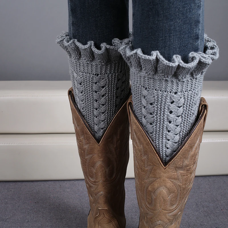 Модные зимние женские гетры 1 пара манжеты для сапог носки вязаные короткие