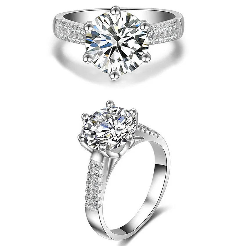 Женское свадебное кольцо с имитацией под Муассанит 2 карата|Обручальные кольца| |