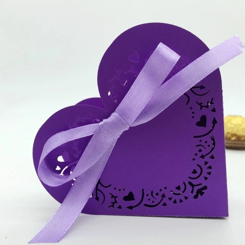 Коробочки в форме сердца для драже 10/50 шт. конфеты подарки коробки с лентой