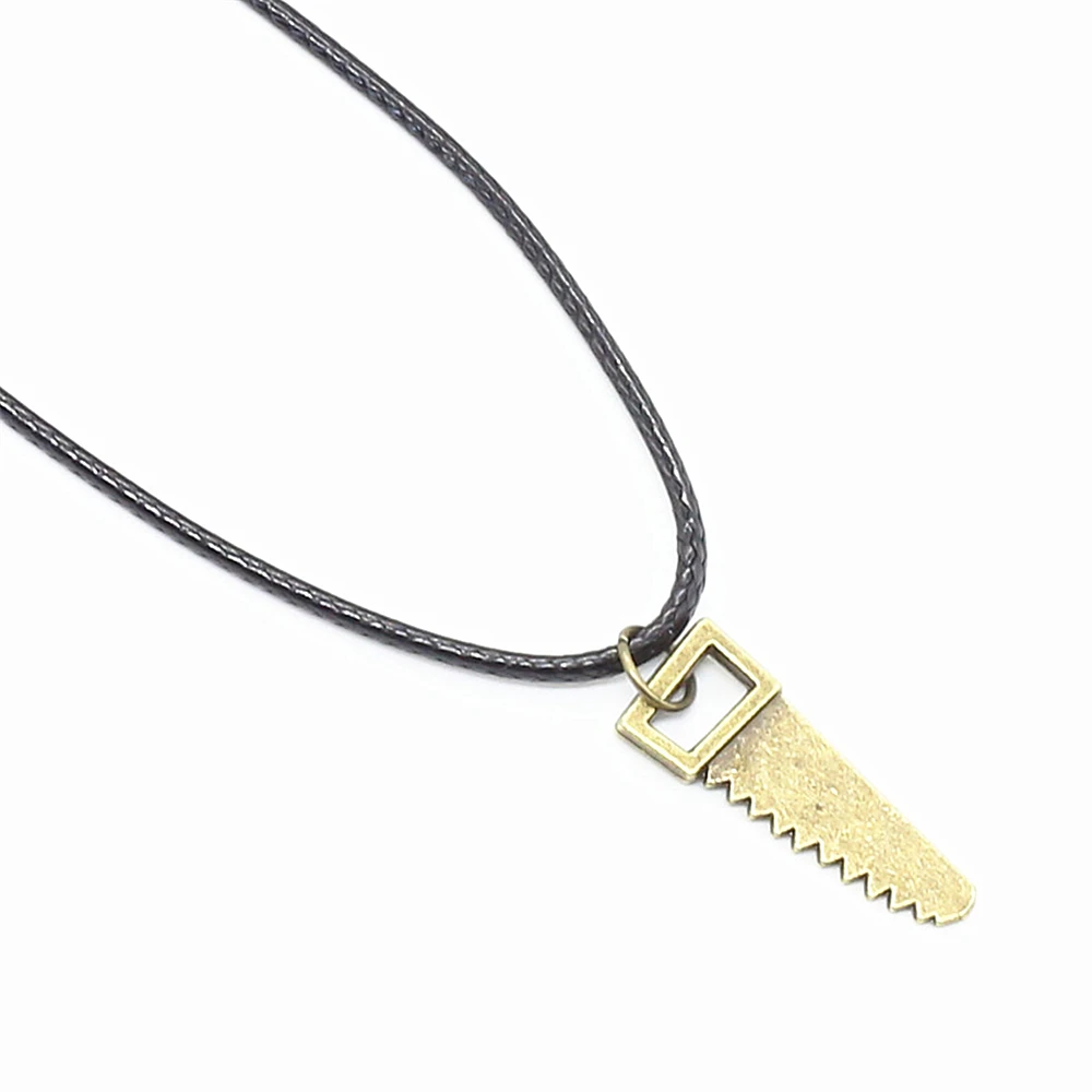 Ожерелье с подвеской из черной кожаной веревки ожерелье сплава и бронзы |
