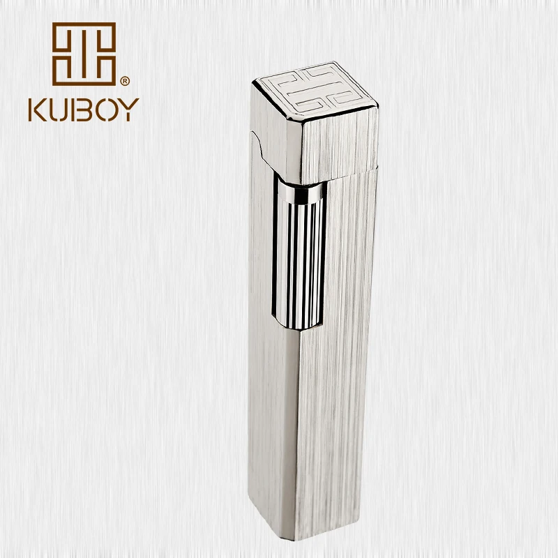 Высококачественная брендовая газовая зажигалка KUBOY, белая матовая никелевая металлическая ветрозащитная Зажигалка для мужчин, деловые подарки, Lighters-k6-1