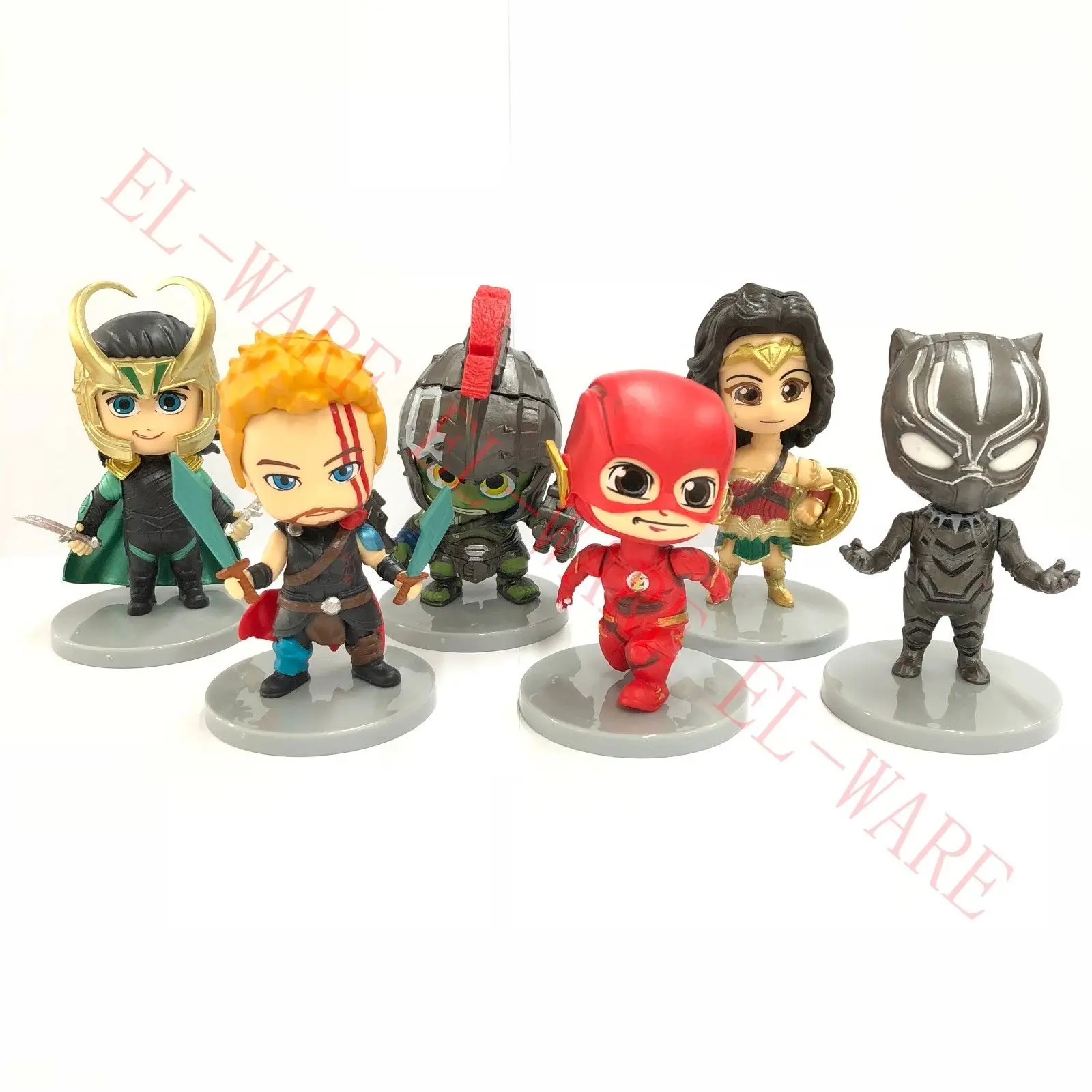 6 шт./компл. Супергерой из комиксов Халк Локи вспышки Тор Симпатичные ПВХ фигурку