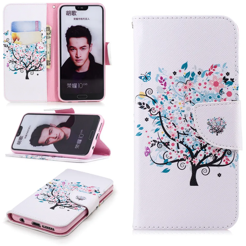 Роскошный чехол для телефона huawei P Smart Plus P9 P20 P30 Pro mate 10 20 Lite Y5 Y6 Y7 милый чехол с откидной крышкой с рисунком сливы DP07Z