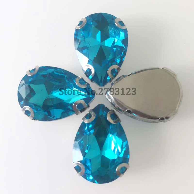 

8x13mm/10x14mm/13x18mm/18x25mm lake blue glass Water Prop Shapes sew on D claw rhinestones,diy/Clothing accessories