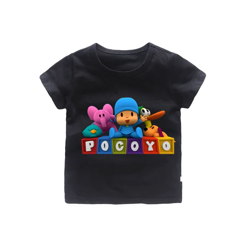 2019 cartoon pocoyo T-Shirt Cotton clothes Summer mouse T Shirt For Boys Tops Kids Children short sleeve Clothes | Мать и ребенок