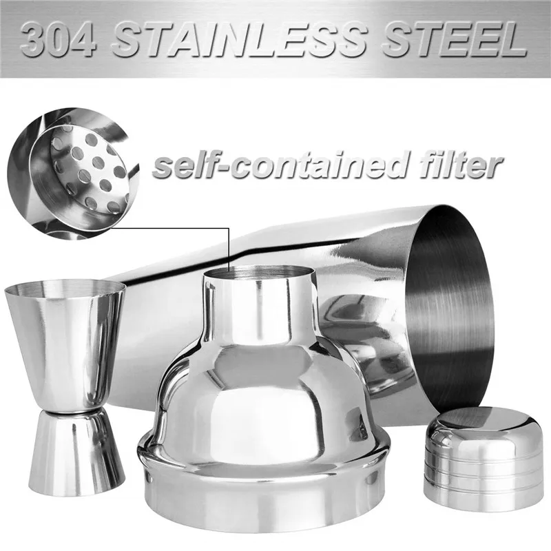18 унц. Stainless8Pcs сталь коктейль барный шейкер набор Инструменты с мартини смеситель двойной коктейль мерный стаканчик Professional бар интимные аксессуары