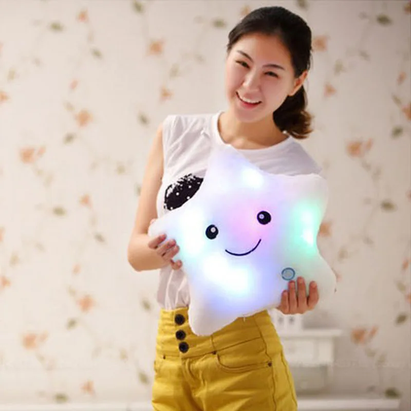 Cute Throw Pillow LED Light Up Cartoon Colorful Star Soft Stuffed Plush Toys Gift 2014 New |