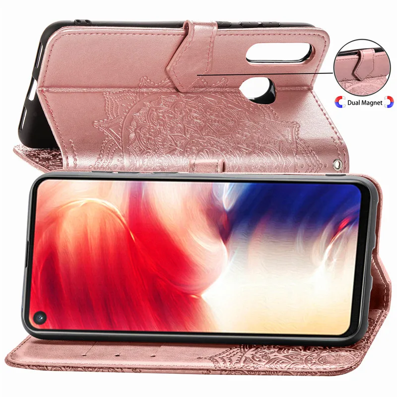Чехол для samsung Galaxy A8s бумажник карты кожаный флип магнит тиснение Мягкий