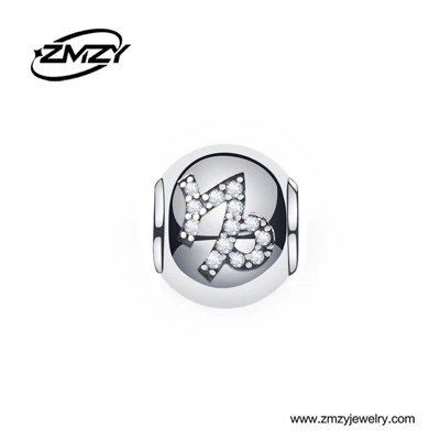 CY0105 ZMZY сияющий кристалл, 925 пробы, серебро, близнецы, Зодиак, бусины, подходят для Пандоры, очаровательный браслет, сделай сам, ювелирное изделие в подарок - Цвет: CY0105