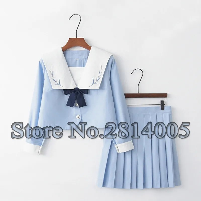 Long Sleeve Set Синий японский Seifuku матросский костюм Школьная форма для студентов для подростков темно-синий стиль школьная форма s для косплея девочек - Цвет: Long Sleeve Set