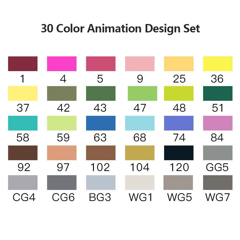 30-Animation Design TouchFive маркер 30/40/60/80/168 Цвета Ручка Кисть алкогольных жирной чернила на водной основе художественный маркер для манга двойной головой маркеры для эскизов - Цвет: 30-Animation Design