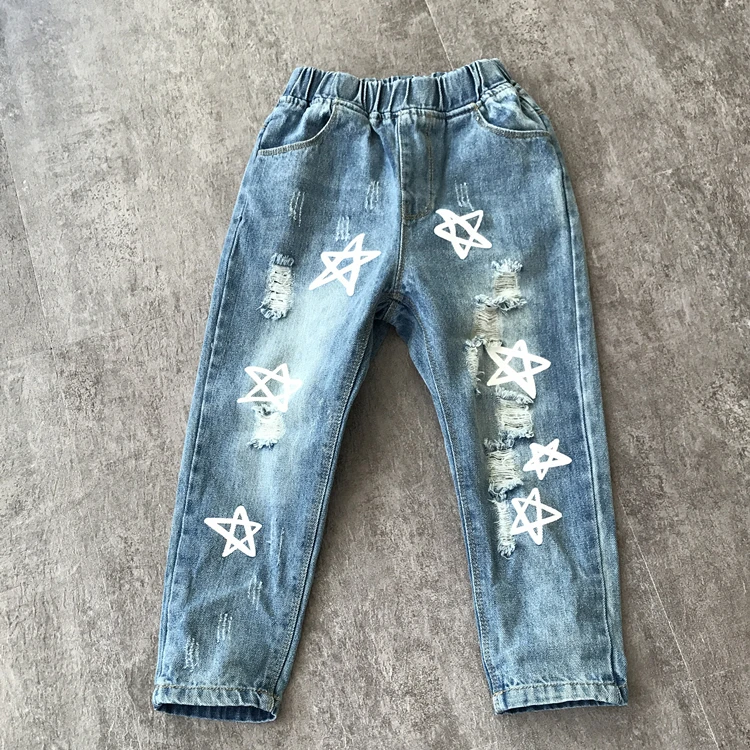 Детские джинсы со звездами для мальчиков и девочек осень 2020|Джинсы| |