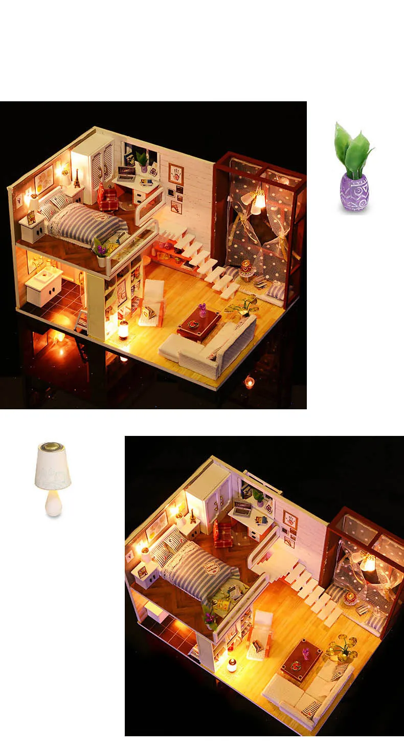 Ручной работы Diy кукольный домик 1:12 миниатюрный кукольный домик мебель Miniaturas модель комплект кукольный пазл собрать подарок игрушки для детей