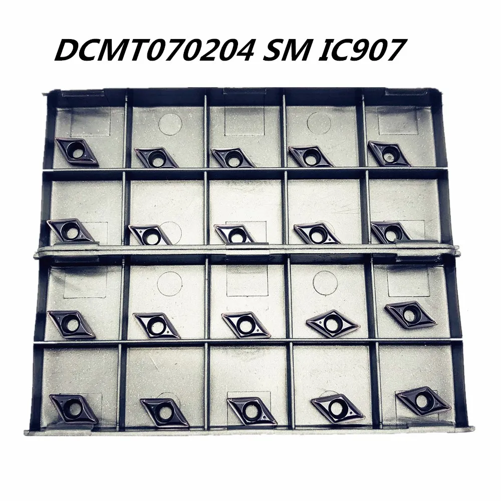 Карбид вольфрама DCMT070204 SM IC907 твердосплавные вставки внешние токарные инструменты с ЧПУ режущие инструменты DCMT 070204 токарные инструменты