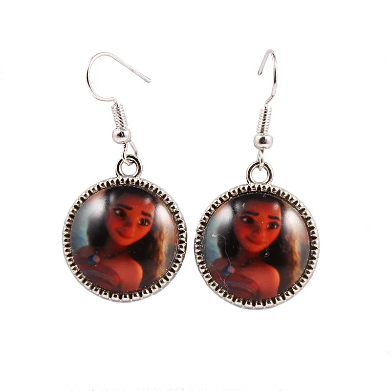 1 пар/лот 2017 Новинка принцесса Моана висячие серьги 18 мм стеклянные кабошоны