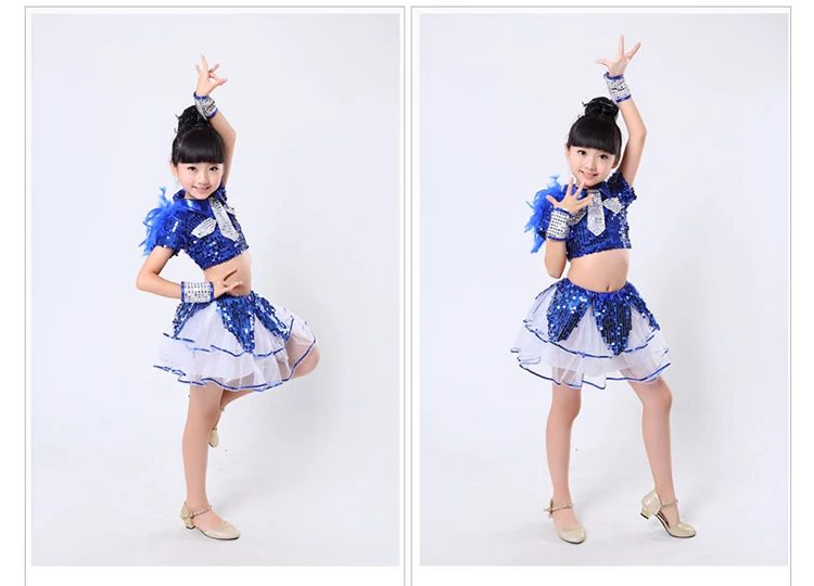 Костюм для девочки с блестками джазовых танцев детский костюм современных