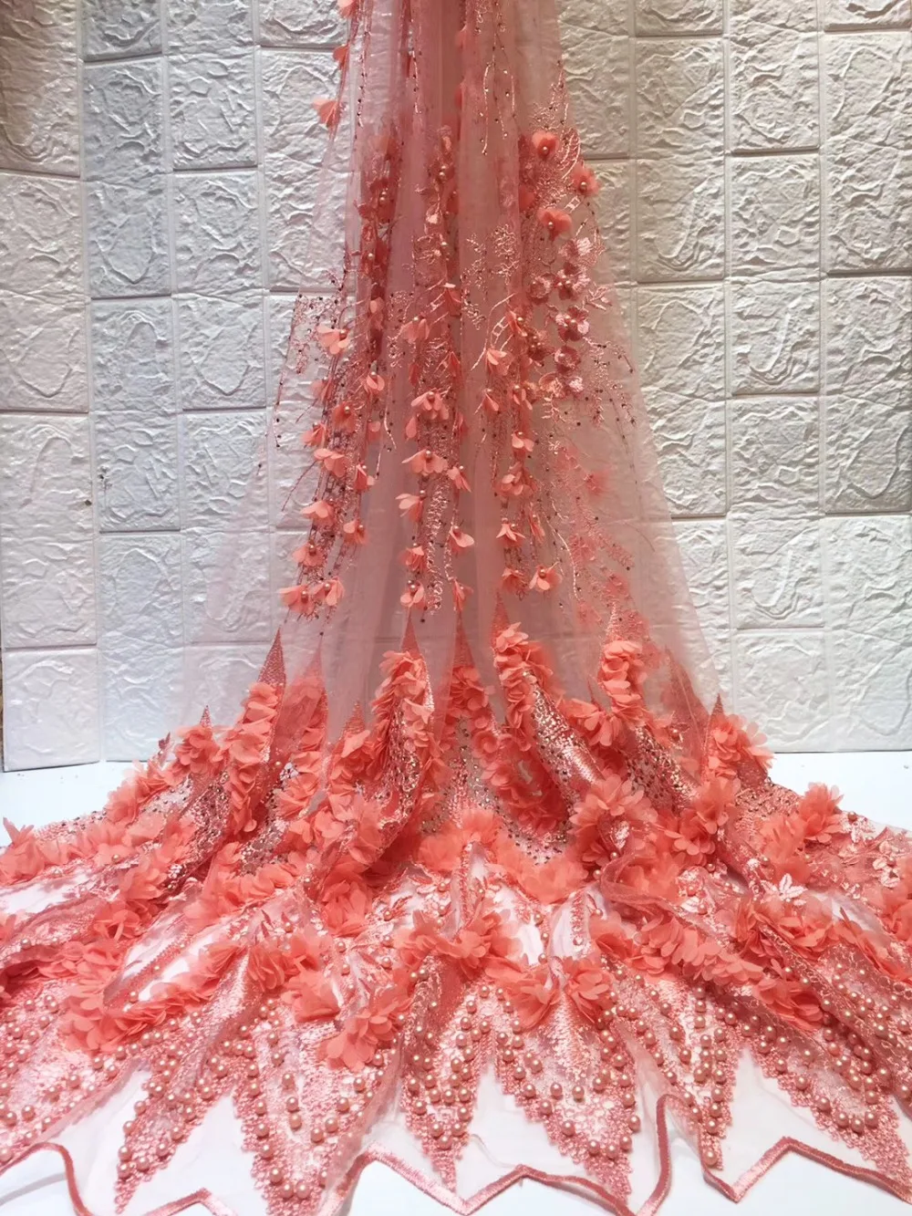 Африканская французская сетчатая кружевная ткань 3d цветок 2019 вышитая бисером