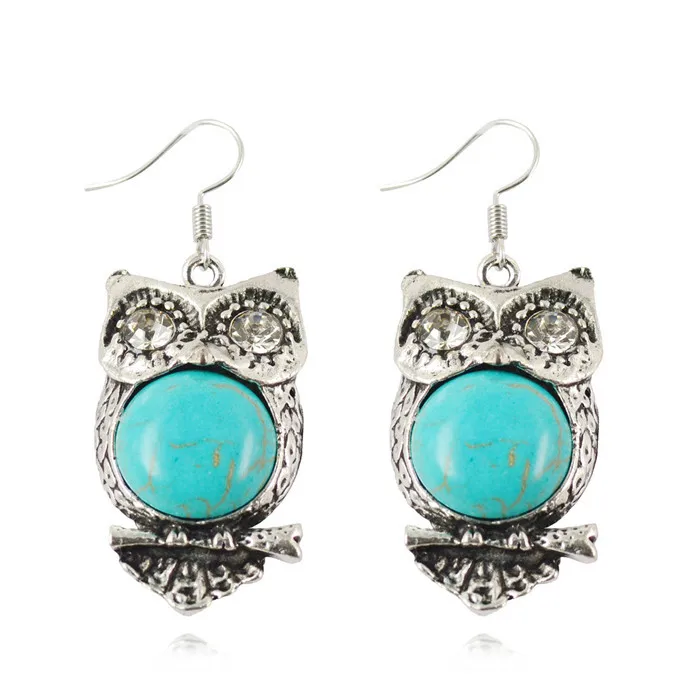 Женские винтажные серьги подвески в виде тибетской совы очаровательные висячие 3