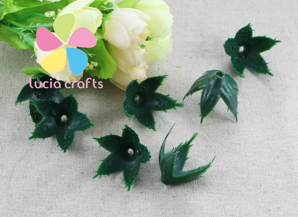 Распродажа! Lucia crafts, 30 Вт, 40 мм зеленые чулки с рисунком розы на сосуд и чашечки искусственные цветы, цветы из подручного материала A0814