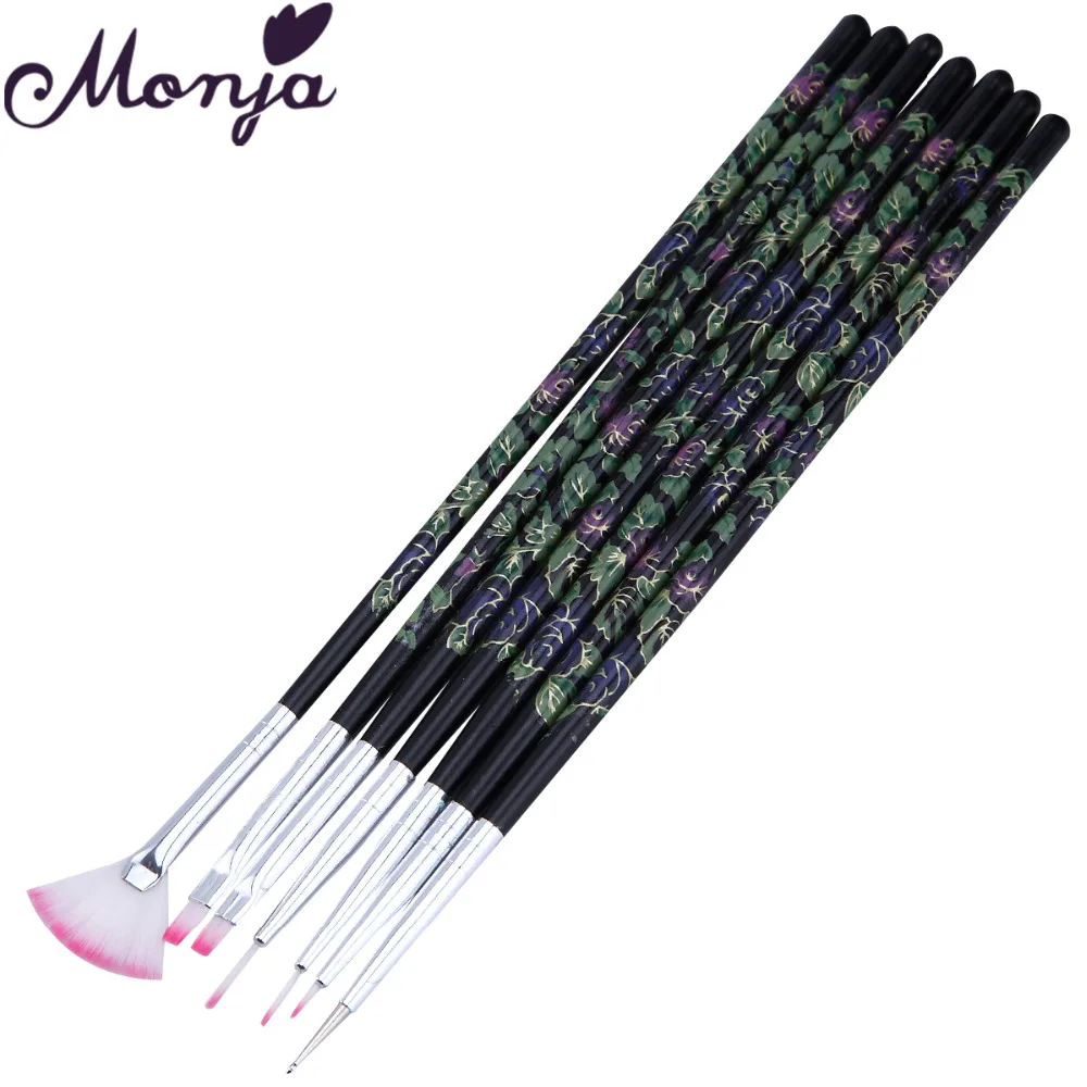 Monja 7 шт./компл. для дизайна ногтей в полоску лайнер рисования ручка жидкий порошок