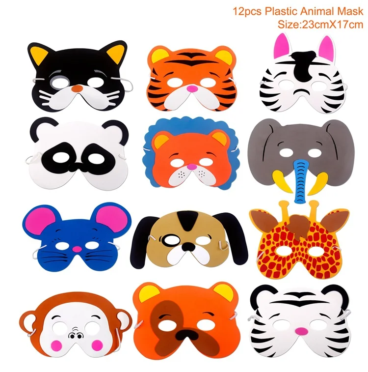 MASK HUIRAN 12 шт. маска животного джунгли вечерние декор для предродовой вечеринки сафари джунгли тематическая вечеринка на день рождения поставки спрос среди детей маска - Цвет: MASK