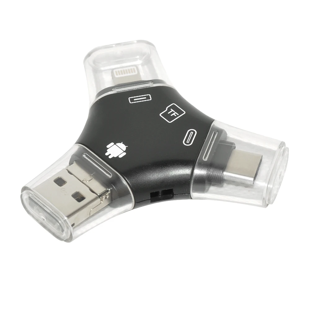 Кардридер Deepfox 4 в 1 Type c/Lightning/Micro USB/USB 2 0 устройство для чтения карт Micro SD OTG Android