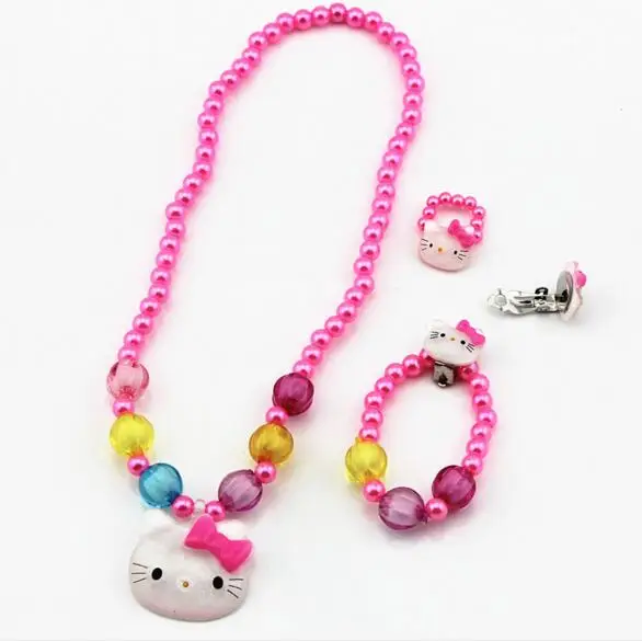 1 комплект = 4 шт. аксессуары для девочек ожерелье розовый котенок кошка браслет