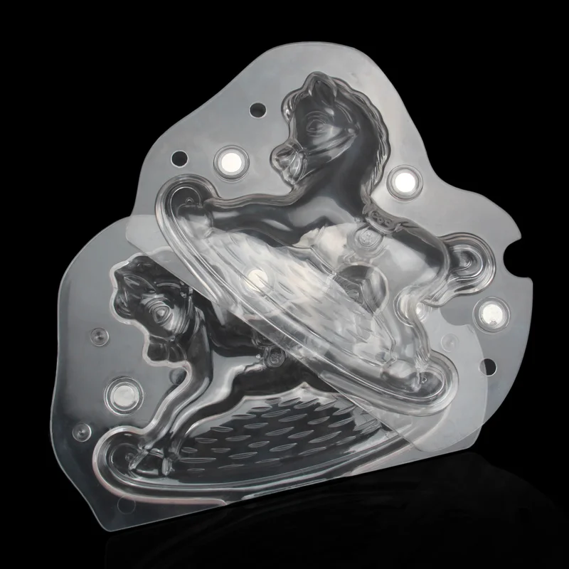 

(3pcs/Lot)Free Shipping Plastic Transparent Horse Shape Chocolate Mould DIY Baking Mold