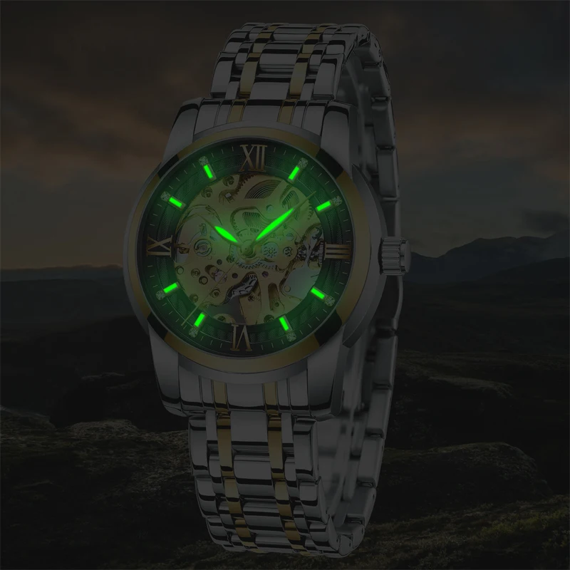 MEGALITH Роскошные мужские часы хит продаж модные механические из нержавеющей стали