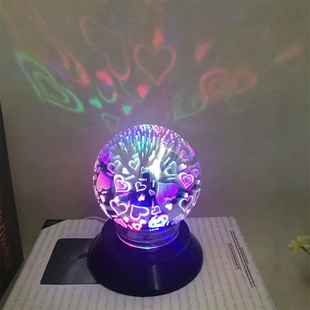 Креативный 3 D волшебный стеклянный корпус лампа USB прямая вилка аккумулятор