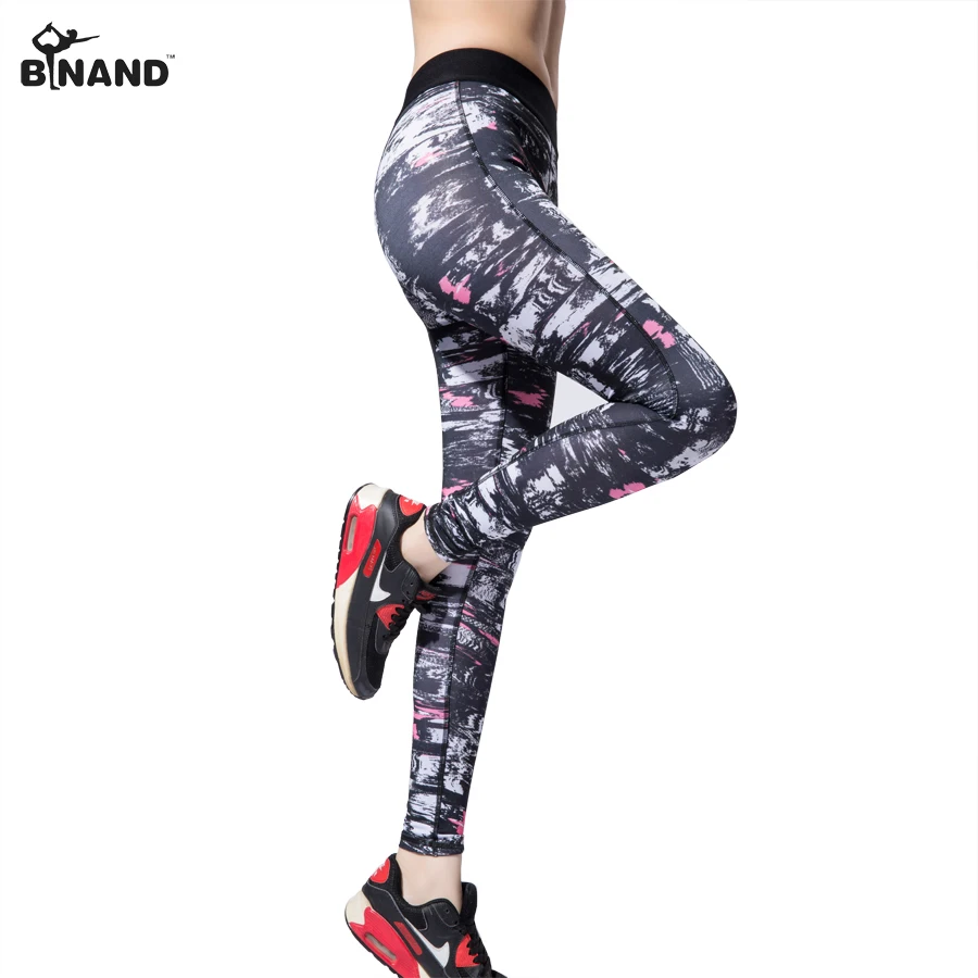 BINAND бег обтягивающие леггинсы с принтом сзади небольшой карман Фитнес Леггинсы