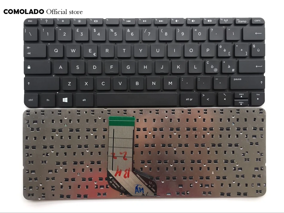 Это итальянская клавиатура для HP 410 G1/Pro x2 G1 черная без рамки маленькая клавиша