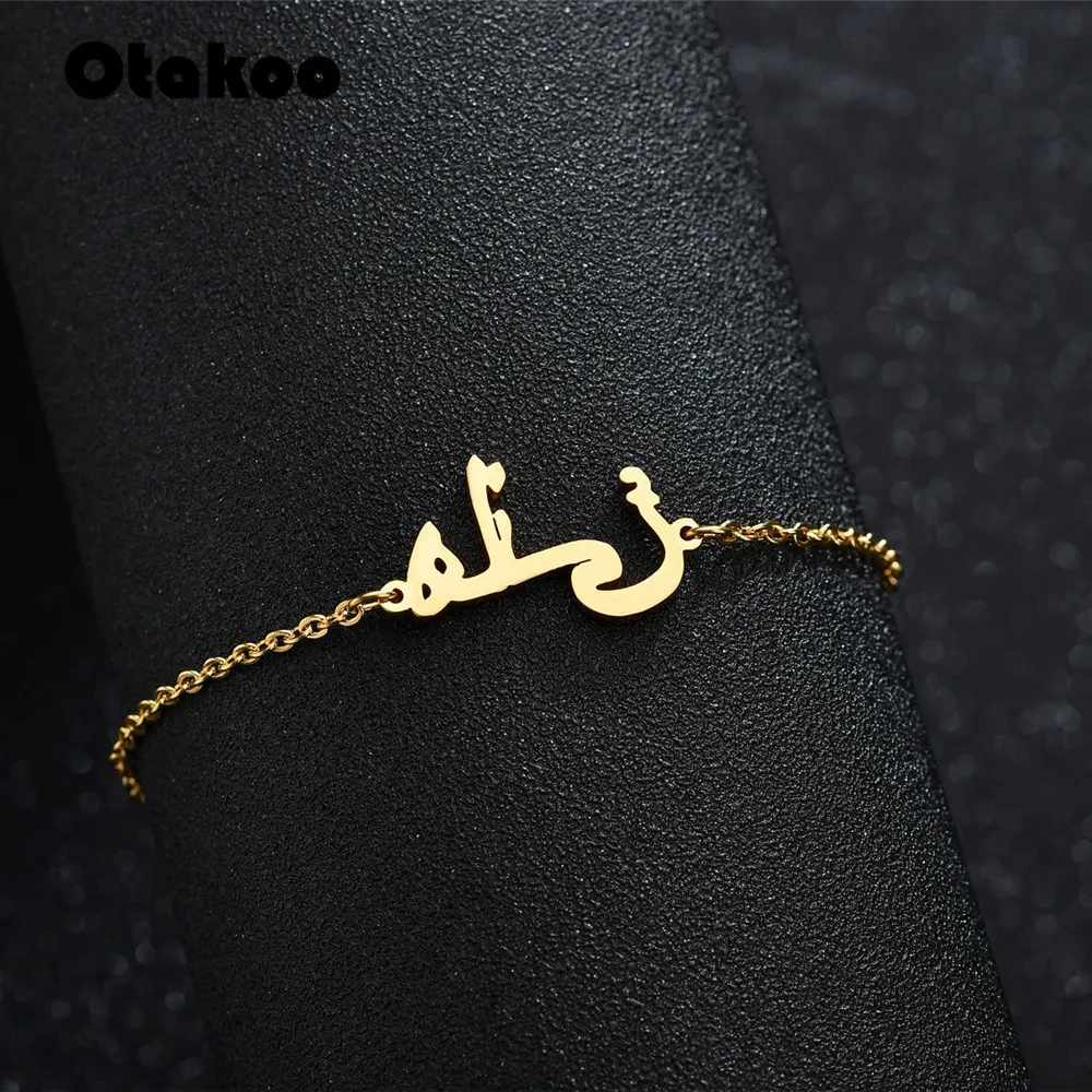 Otakoo Arabic Name Bracelet For Women BFF Gold Bracelets &amp Bangles Pulseras Mujer Bridesmaid Gift Islam Jewelry | Украшения и