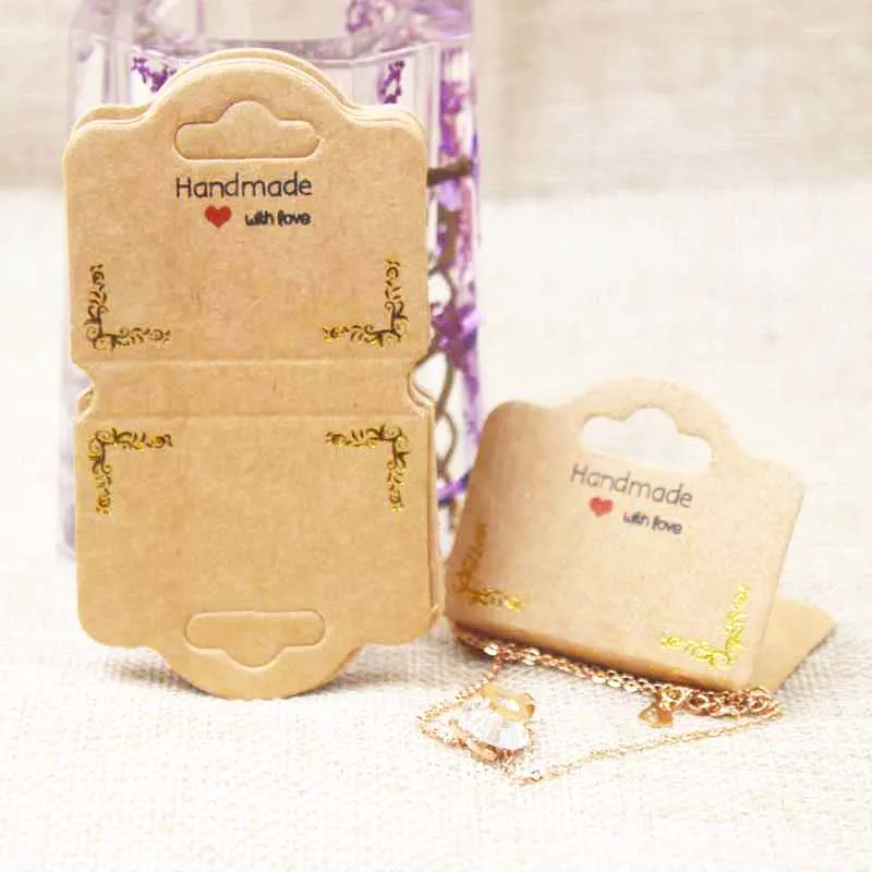 9x5cmkraft card 50 шт. бумажная Роскошная золотая дизайнерская Ювелирная упаковка для демонстрации карты. DIY ювелирные изделия ручной работы серьги карты и волос/ожерелье/браслет карты - Цвет: 9x5cmkraft card