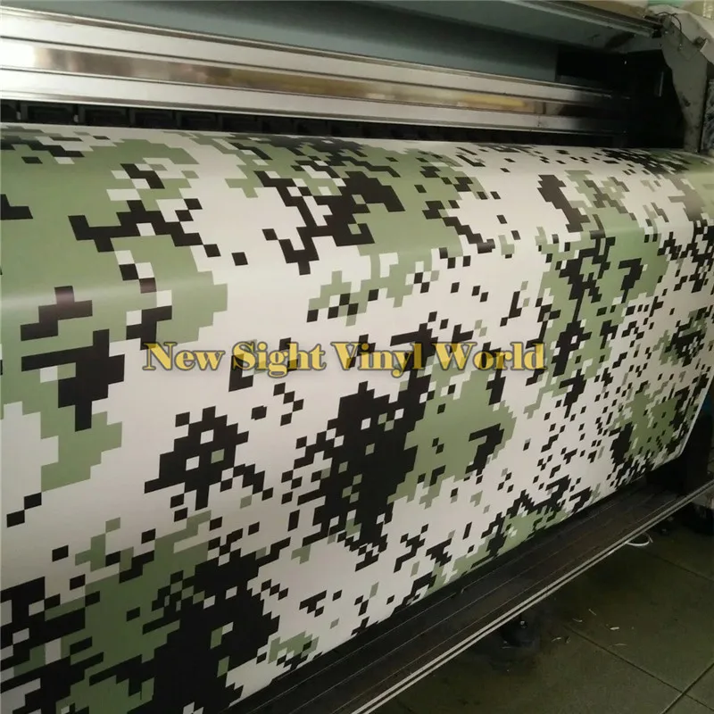 Цифровая камуфляжная виниловая автомобильная пленка Военный Зеленый пиксельный