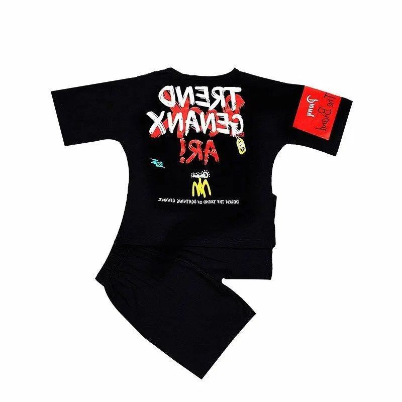 Boys' summer suit 2019 new set cuhk children's edition Korean sports short sleeved shorts two-piece | Детская одежда и