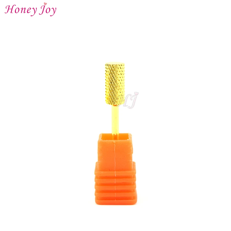 

1pc #M Durable Cylinder Cylindrical Electric Nail Drill Bit Sanding Carbide Nail Drill Manicure Pedicure Art Tools Golden Color