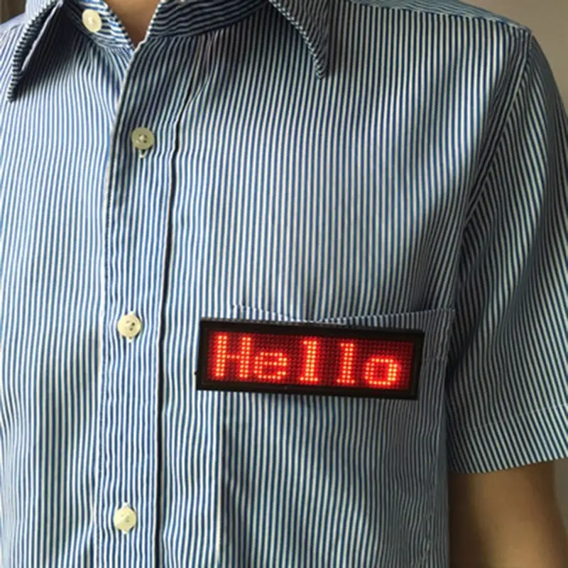 

New-Programmable LED Digital Scrolling Message Name Tag Id Badge(12x48 Pixels) (Red)